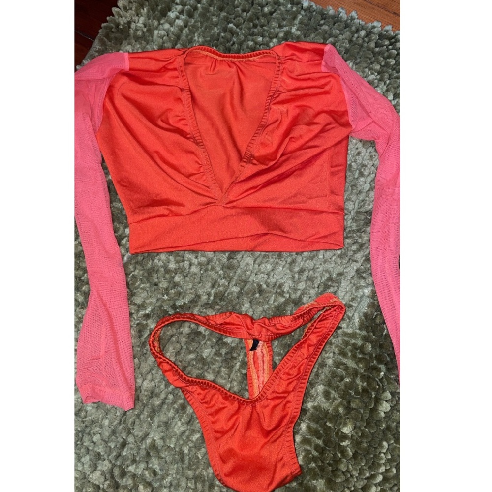 Orange long sleeve two piece